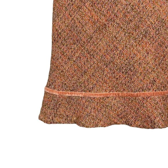 Gap Y2K Preppy Pink/Orange Tweed Mid Length Skirt with Ruffle Hem Size 6 - Picture 5 of 9